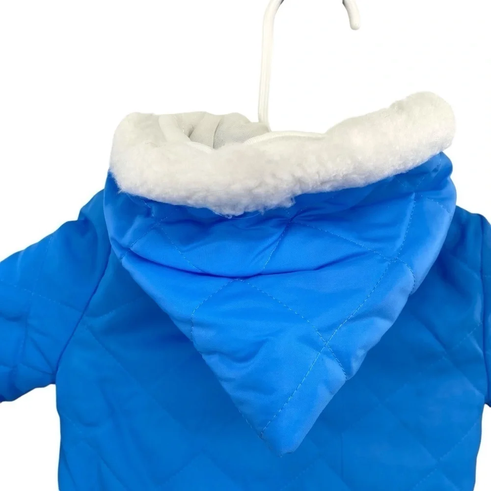 Vintage 70s Nursery Rhyme Baby Blue Quilted Coat